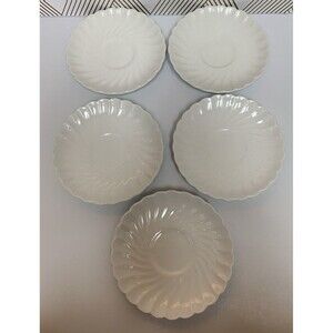 Vintage Johnson Brothers Swirl Saucers Snow White Regency Bone China‎ Set (5)
